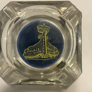 Vintage Palace Club Ashtray Reno Nevada Gambling Tobacciana Blue Yellow